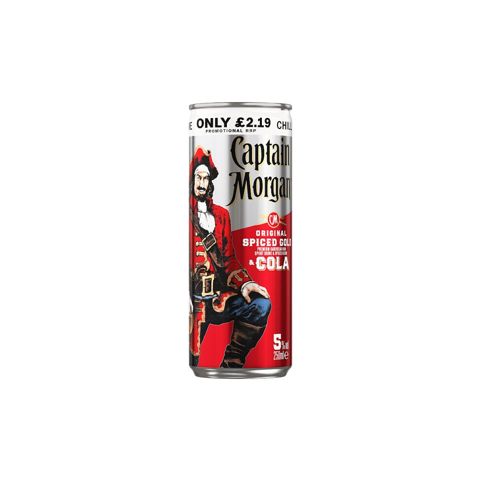 Captain Morgan Original Spiced Gold & Cola Ready to Drink Premix Can 250ml (Case of 12)