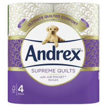 Andrex Supreme Quilts Toilet Tissue, 4 Quilted Toilet Rolls (Case of 6)
