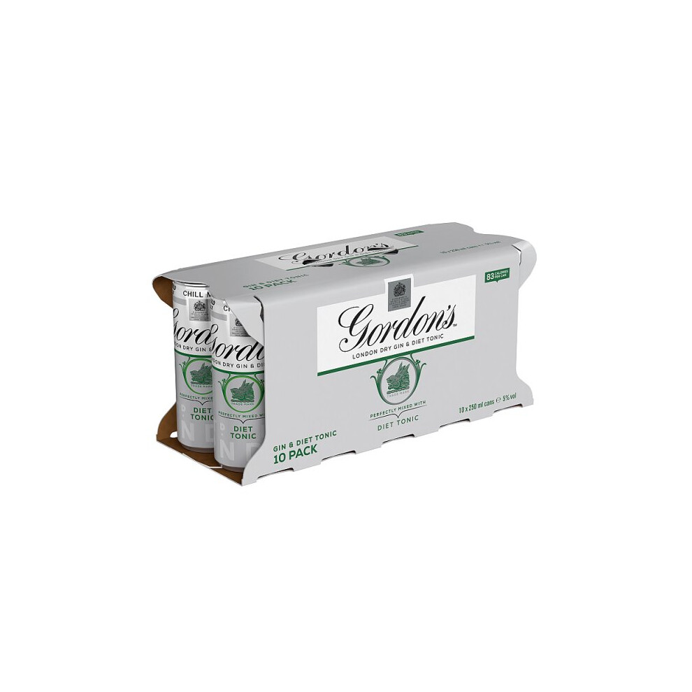 Gordons Gordon's Special Dry London Gin And Diet Tonic Ready To Drink 10 X 250Ml Can (Case Of 3, 3 X 10X250m)