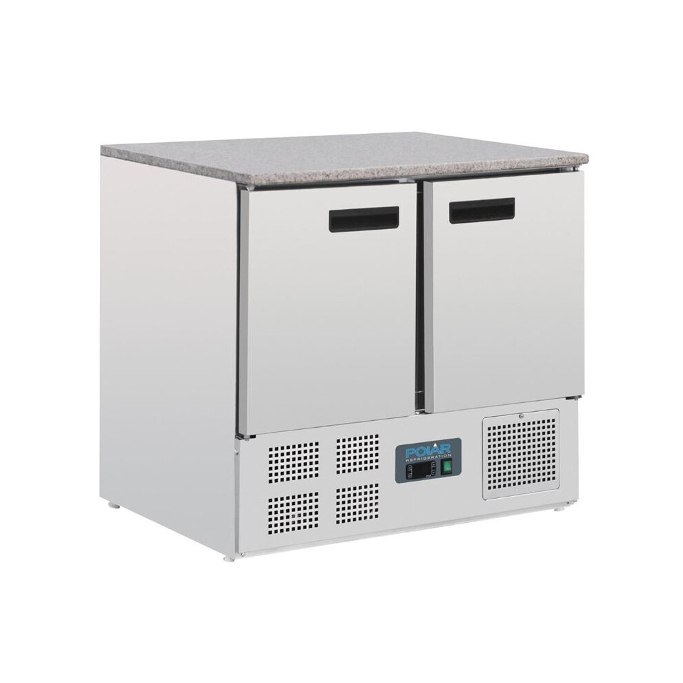 Polar G-Series Double Door Counter Fridge with Granite Work Top 240Ltr