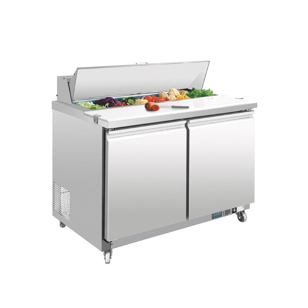 Polar U-Series Double Door Prep Counter Fridge 405Ltr