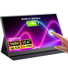 UPERFECT 15.6" Portable Monitor Touchscreen with 5000mAh Rechargeable Batteries, 1080P Full HD IPS USB C Monitor with Standard HDMI, Type-C, and OTG