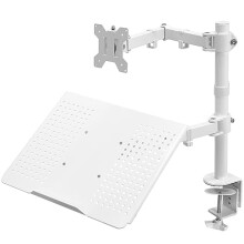 VIVO Fully Adjustable 13 to 32 inch Single Computer Monitor and Laptop Desk Mount Combo, Stand with Grommet Option, Fits up to 17 inch Laptops, White