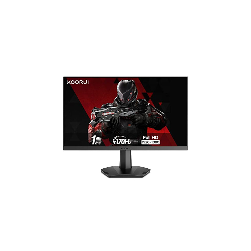 KOORUI Gaming Monitor, 24.5 Inch Computer Monitors Full HD (1920 x 1080), 1ms, VA, 2x HDMI (144Hz) & DisplayPort (170Hz), Adpitive Sync, sRGB 99%,