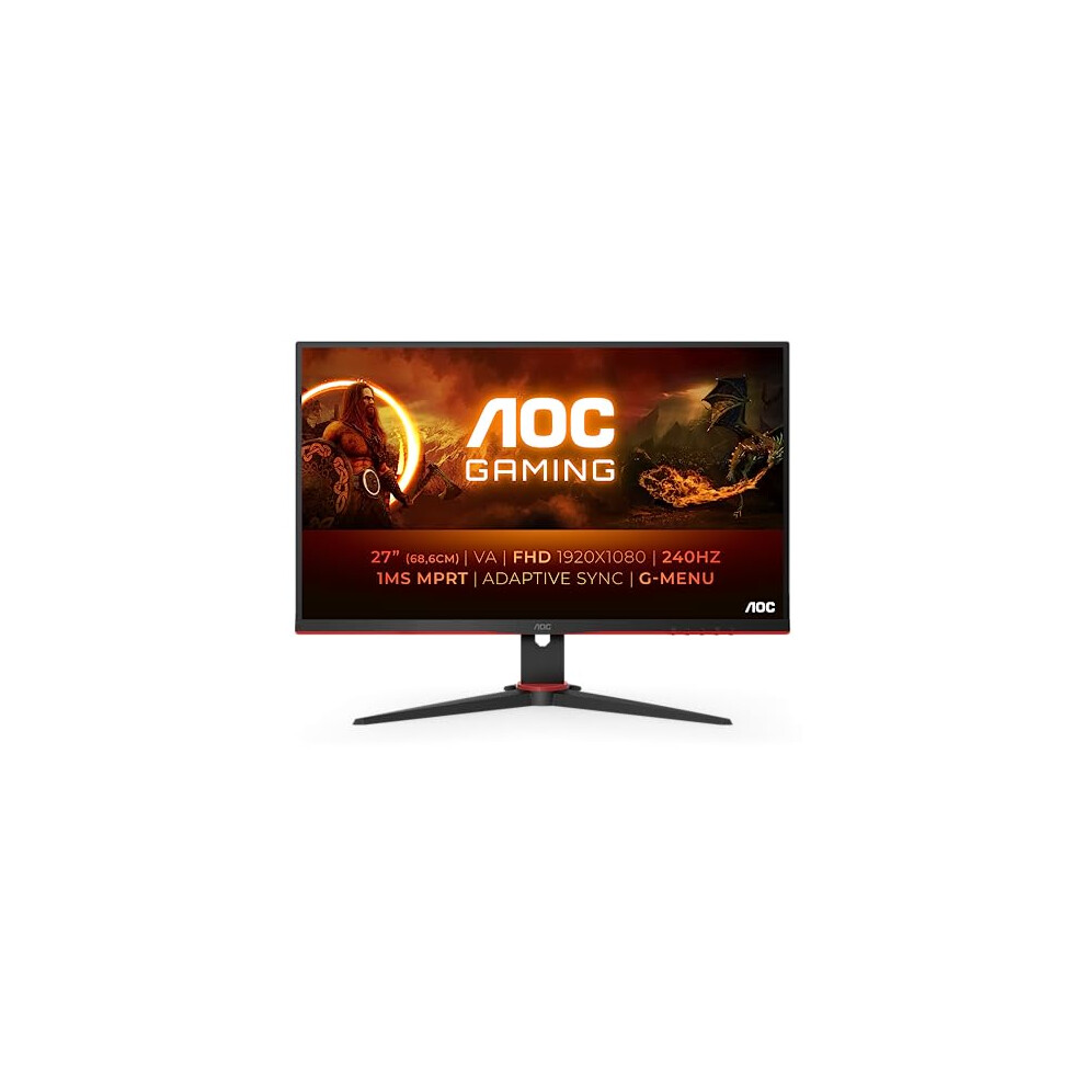 AOC Gaming 27G2ZNE- 27 inch FHD Monitor, 240Hz, VA, 1ms, FreeSync Premium, Low Input Lag, Shadow Comtrol, Game Modes (1920 x 1080 @ 240Hz, 250 cd/m,