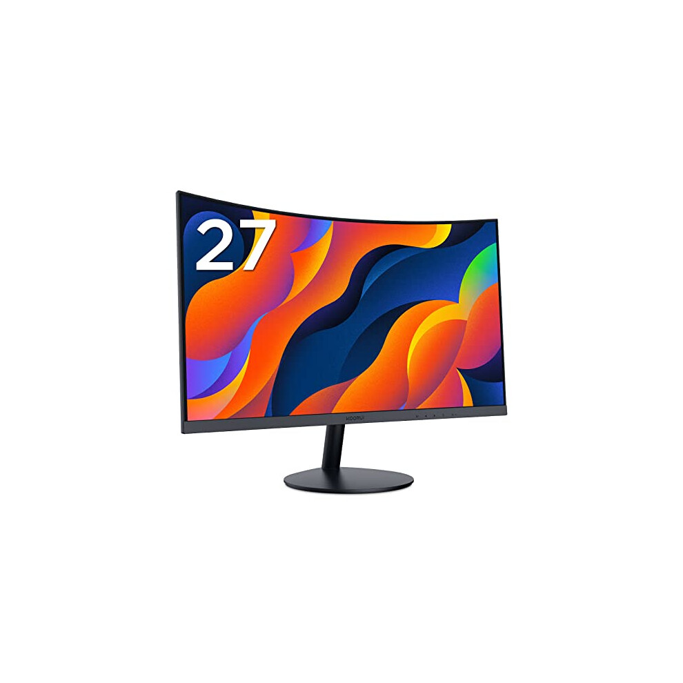 KOORUI 27-Inch Curved Computer Monitor- Full HD 1080P 75Hz Gaming Monitor 1800R LED Monitor HDMI VGA, Tilt Adjustment, Eye Care, Black 27N5C