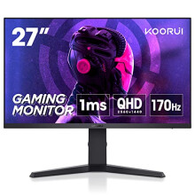 KOORUI 27 Inch Gaming Monitor, 2K Computer Monitors, QHD(2560 * 1440), IPS,1ms, Adpitive Sync, 2x HDMI (144Hz), DisplayPort(170Hz), HDR 400, DCI-P3