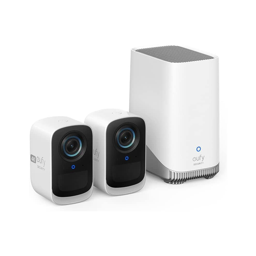 Eufy Security S300 Eufycam 3C 2-Cam Kit Security Camera Outdoor Wireless, 4K Camera, Expandable Local Storage Up To 16Tb, Face Recognition Ai,