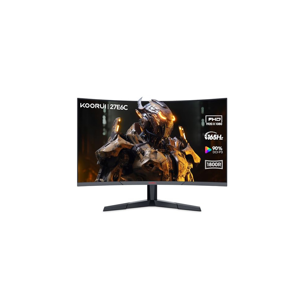 KOORUI 27 Inch Computer Monitor FHD 1080P Gaming Monitor 165Hz VA 1800R Monitors with Ultra-Thin, HDMI X2 /DP, VESA Compatible, Tilt Adjustable, Eye