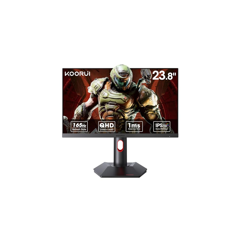 KOORUI 24 Inch Computer Monitor QHD 1440P Gaming Monitor 165Hz Nano IPS 1ms Vertical Monitors with Ultra-Thin, HDMI X2, DP, VESA Compatible, Tilt