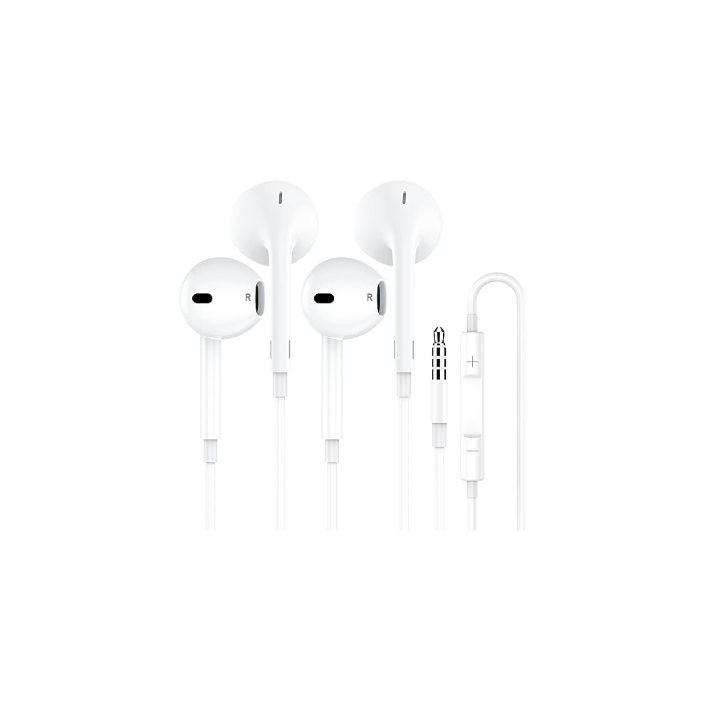 2 Pack Earphones?In-Ear Wired Headphones 3.5mm Jack Noise Isolating Earbuds Lightweight Headset With Mic+Volume Control Compatible with iPhone iPad