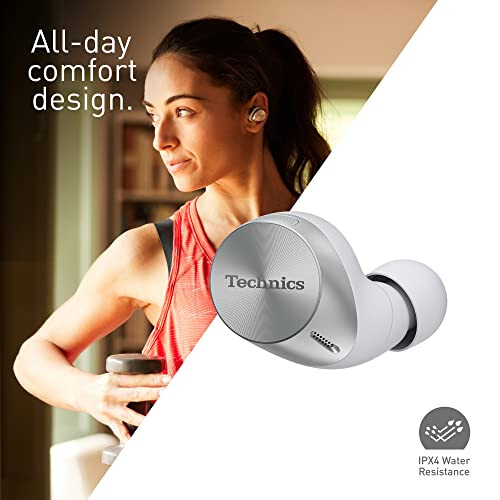 Technics EAH-AZ60M2 Wireless Earbuds with Noise Cancelling, 3 Device Multipoint Bluetooth, Comfortable In-Ear Earphones, Wireless Charging, Silver 2
