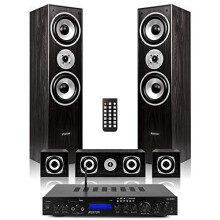 Fenton 5.0 Surround Sound Speaker System Home Cinema Theatre Set with FM Radio Bluetooth Amplifier, Black