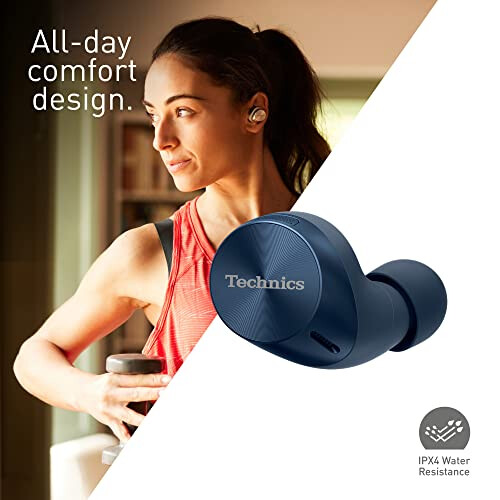 Technics EAH-AZ60M2 Wireless Earbuds with Noise Cancelling, 3 Device Multipoint Bluetooth, Comfortable In-Ear Earphones, Wireless Charging, Midnight 2