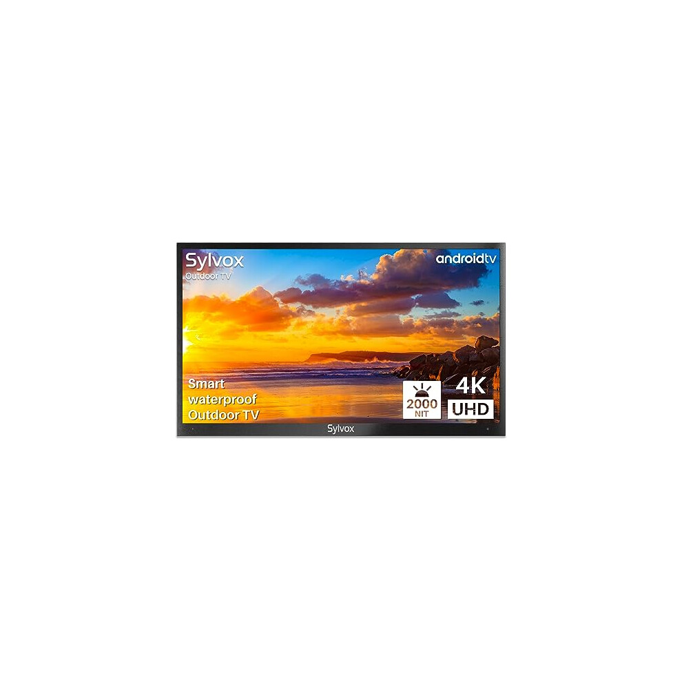 SYLVOX 75" Outdoor TV,4K HDR 10 Smart TV with Voice Remote,2000nits Dolby Audio IP55 Waterproof Chromecast,DVB-T2/S2/C&PAL, DTV/ATV, Bluetooth&Wi-Fi, 