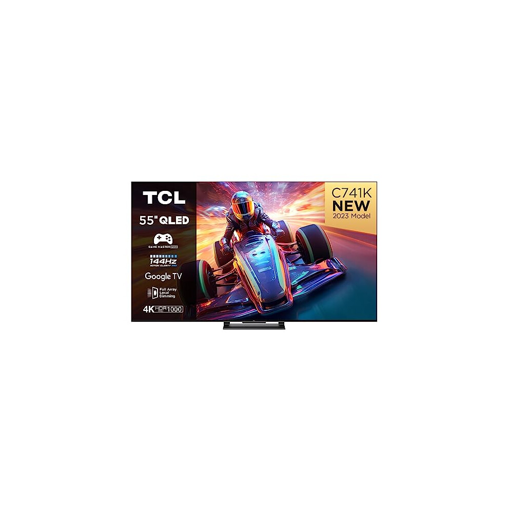 TCL 55C741K 55-inch QLED Television 144Hz Full Array Local Dimming 4K UHD Smart TV Google TV Dolby Vision & Atmos Motion clarity Hands-Free Voice