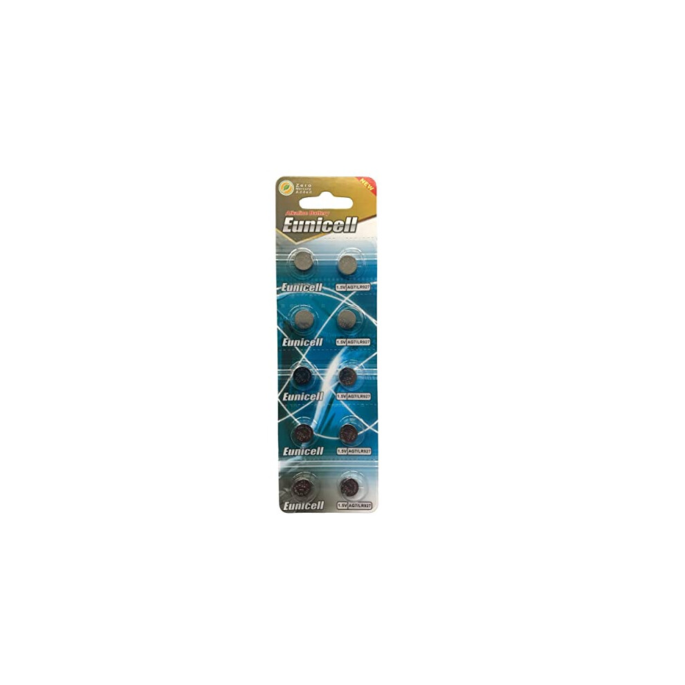 10 X Eunicell Ag7 Alkaline Button Cell Batteries - G7 Lr57 Lr57sw Lr926 Lr926sw Sr926w L926e Lr927 Lr927sw 395 399 700358091827