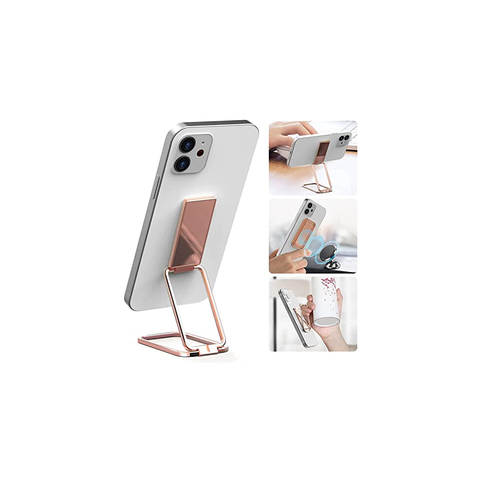 Iskip Phone Ring Holder, Adjustable Cell Phone Finger Kickstand Metal Foldable Grip Cellphone Stand, Compatible With Smartphones Tablets (Rose ) Gold 727196282224