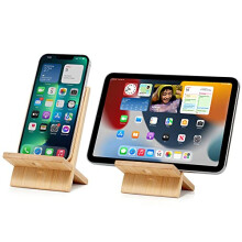 FadyDail Bamboo Mobile Phone Stand with Charging Hole, Detachable Wood Cell Phone Holder Desk Tablet Stand Wooden Desktop Dock Cradle for iPhone iPad
