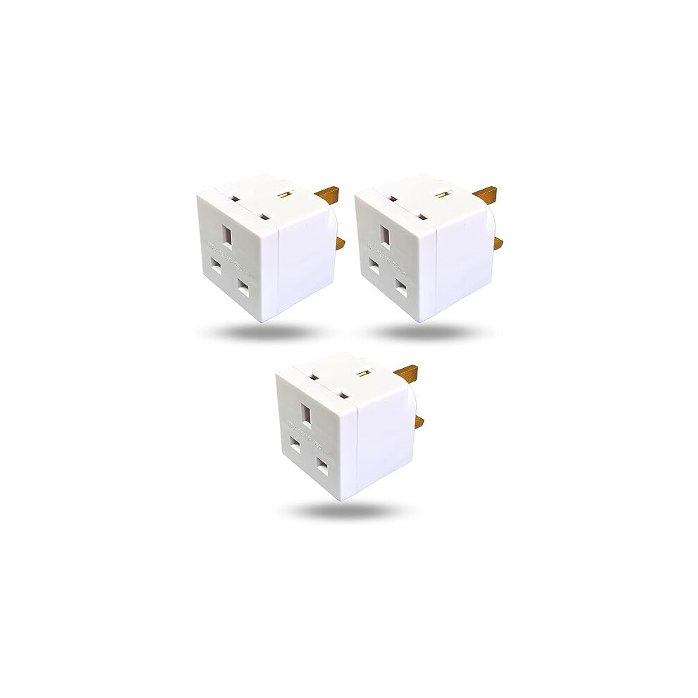 2 Way Plug Adaptor -13A Multi Plug Adaptor Extensions - Double Adapter Plug UK - Wall Plug Extension Double Socket 2 Way UK 3 Pin Plug Adaptor