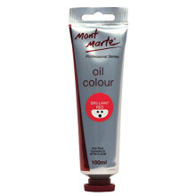 Mont Marte Premium Oil Paint, 100ml (3.4oz), Brilliant Red, Good Coverage, Excellent Tinting Strength