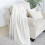 BOURINA Textured Solid Soft Sofa Throw Couch Cover Knitted Decorative Blanket, White, 127x152cm 3