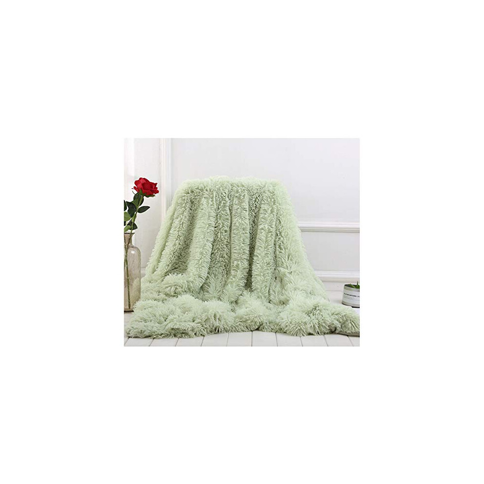Hggzeg Super Soft Long Shaggy Throw Blanket, Elegant Cozy Faux Fur Decorative Throw Blanket for Couch Chair & Bed (Green, 160 x 200cm)-image-OPC-PDN9SB8-NEW