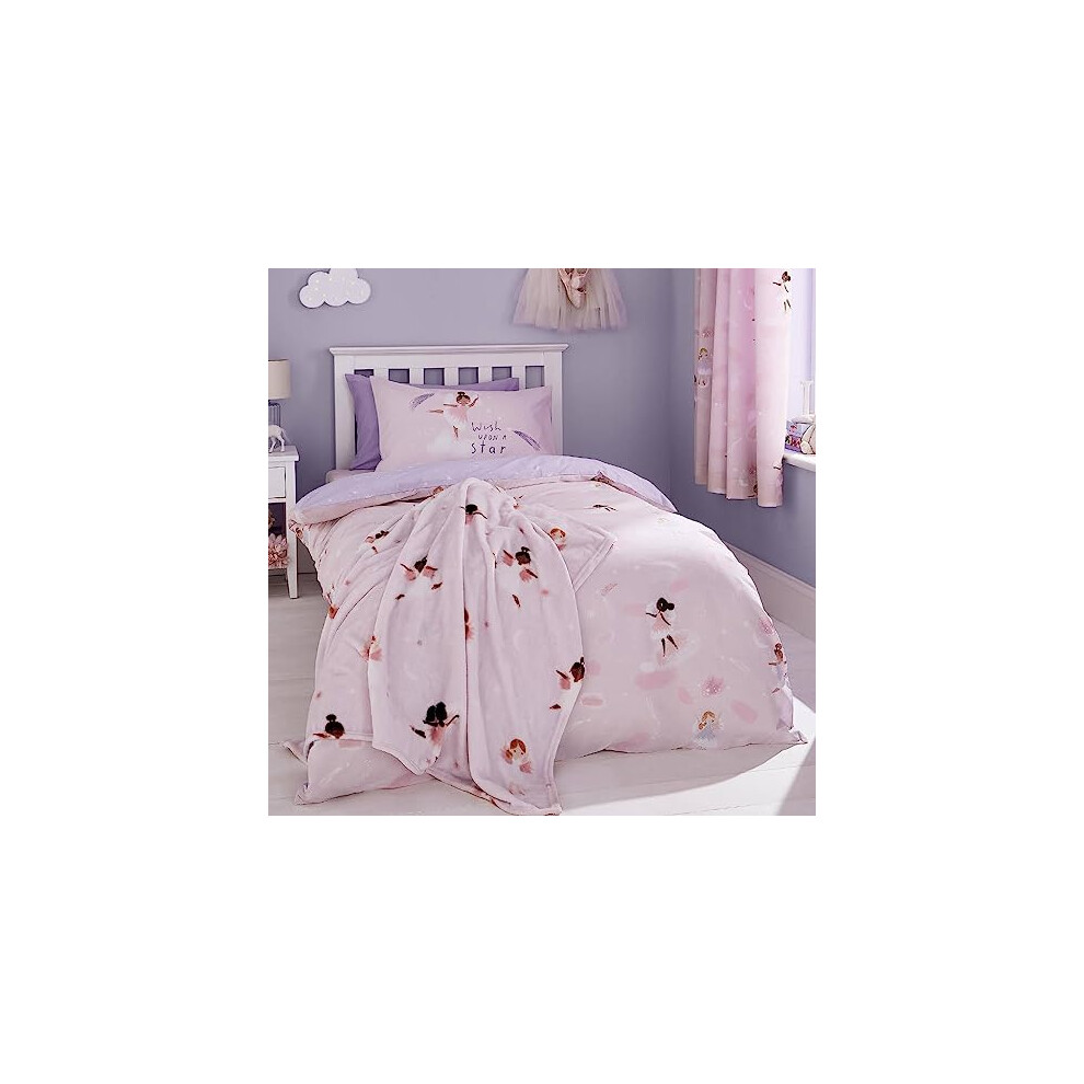 Catherine Lansfield Dancing Fairies Cosy Fleece 130x170cm Blanket Throw Pink