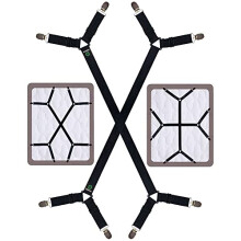 FIBOOMERANG Bed Sheet Clips, Criss-Cross Bed Sheet Straps Fasteners Fitted Sheets Flat Bedsheet in Place Mattress Corner Suspenders Grippers Holders