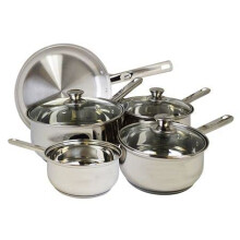 Acense Cookware Set, Induction Cook Set, Includes Milk Pan/Sauce Pan/Frying Pan with Lids, Pack of 5, High Quality Food Grade Stainless Steel, Easy to