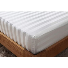 40cm Extra Deep Stripe Fitted Sheet 100% Egyptian Cotton 600 Thread Count Bedsheet Mattress Covers White Grey Bottom Sheets Double King Super King Bed