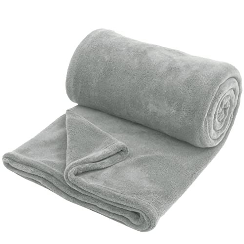 Hafaa Fleece Blanket Sofa Bed Throw Blanket | Fluffy and Warm Throws for Sofas Large (Silver Grey, Twin/Double)