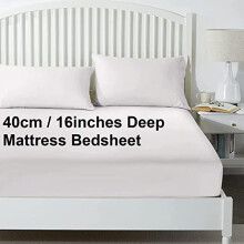 CICK Super King Fitted Sheets 16"/ (40cm Deep) With 2 Pack Pillowcases - Breathable Cotton 300 Thread Count Extra Deep Fit Super King Size Fitted