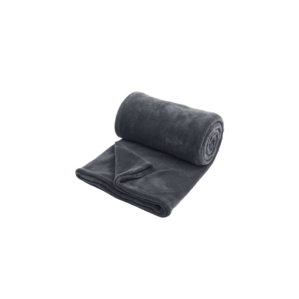 Hafaa Fleece Blanket Sofa Bed Throw Blanket | Fluffy and Warm Throws for Sofas Large (Grey, Super King)