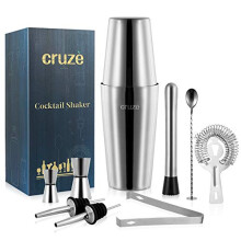 Ensemble de mlangeur de bar shaker cocktail-barman professionnel en acier inoxydable de qualit suprieure 25oz. Parfait pour les boissons de