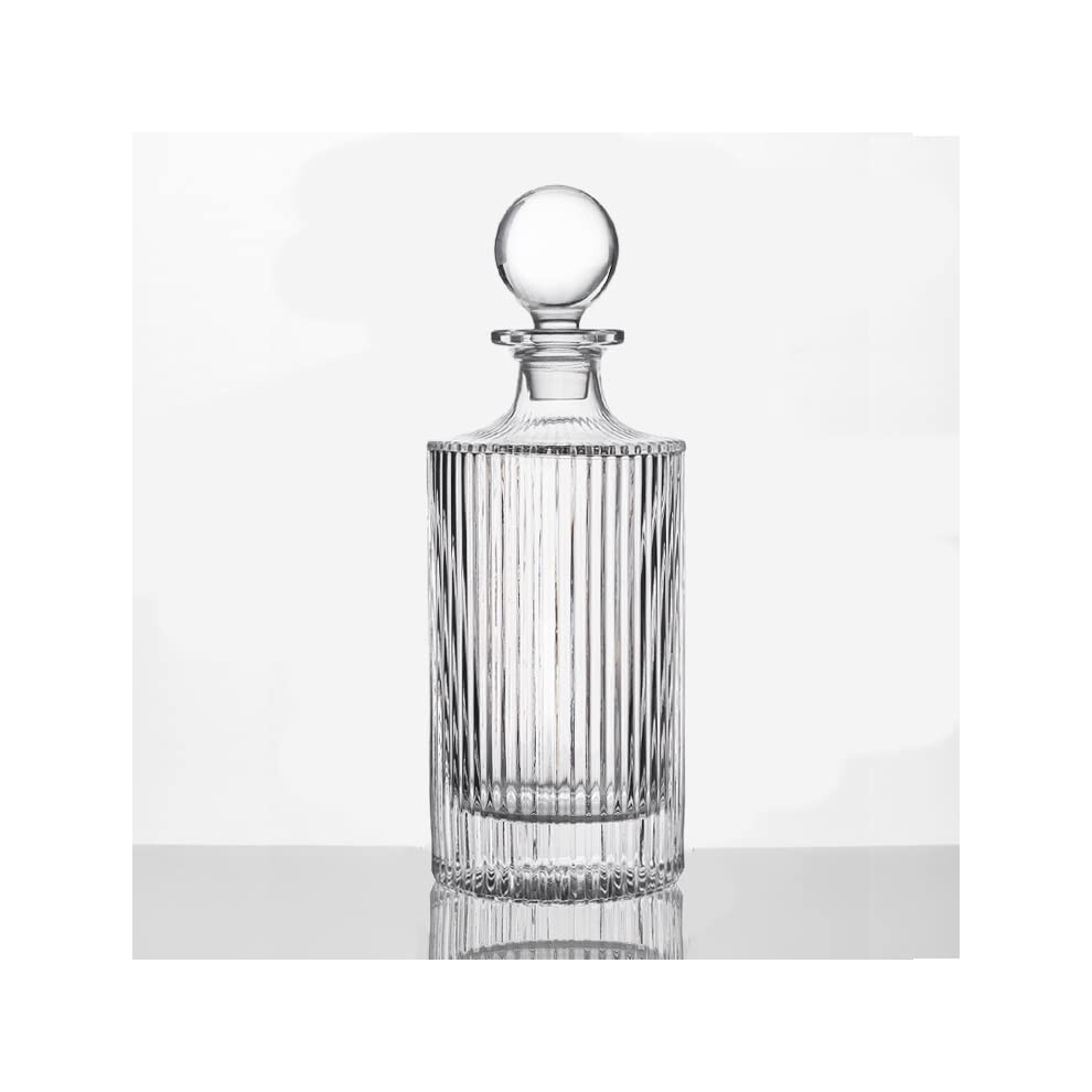 Queen&Stone Lead Free Whiskey Decanter And Glass Stopper 27 Oz Square Decanter For Whiskey, Bourbon, Brandy, Liquor, And Rum