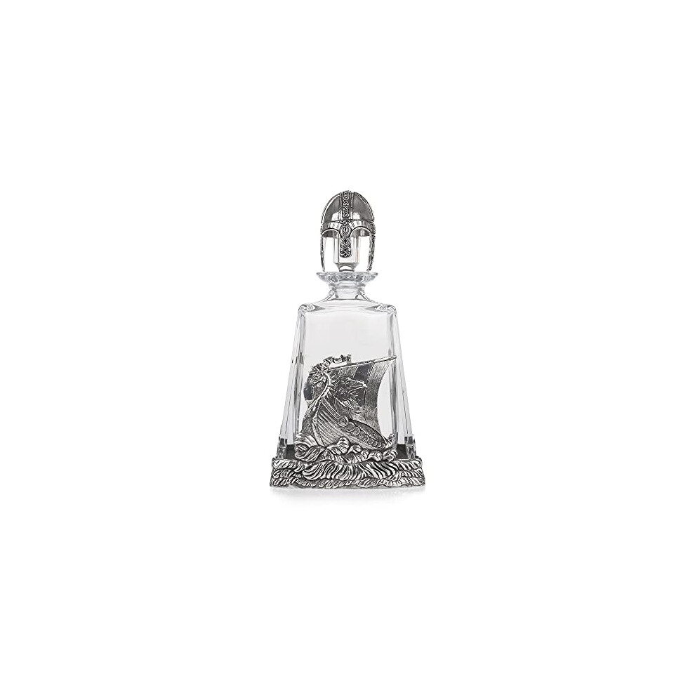 Stunning Pewter Viking Warrior Longboat Glass Crystal Whisky Decanter