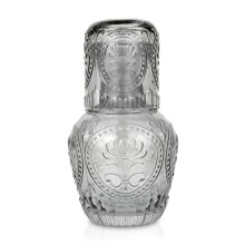 Curator Home Vintage Bedside Water Carafe and Glass Set - 750ml Capacity - Elegant Glass Pitcher for Water, Juice, or Wine - Stylish Home Decor for