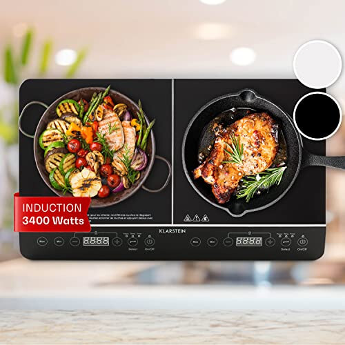 Klarstein Induction Hob, 3400W Electric Hob Induction Cooker, 2 Ring