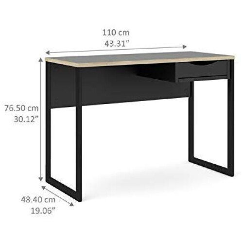 Tvilum One Drawer Desk, Black Matte/Oak Structure 2