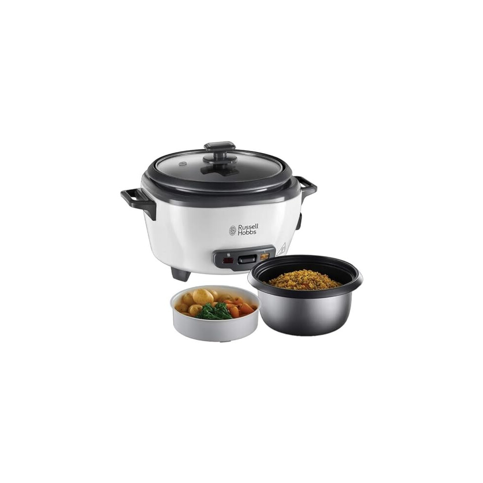 Russell Hobbs Rice Cooker Small [Medium] 0.8L (incl. steamer insert, reheat function, non-stick pot, rice scoop and measuring cup) slow cooker for