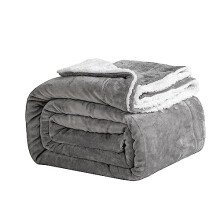 Good Nite Bed Throw Blanket 130x150cm Sherpa Flannel Blankets Fleece Fluffy Throw Lightweight Microfiber Solid for Sofa (Grey, Single)