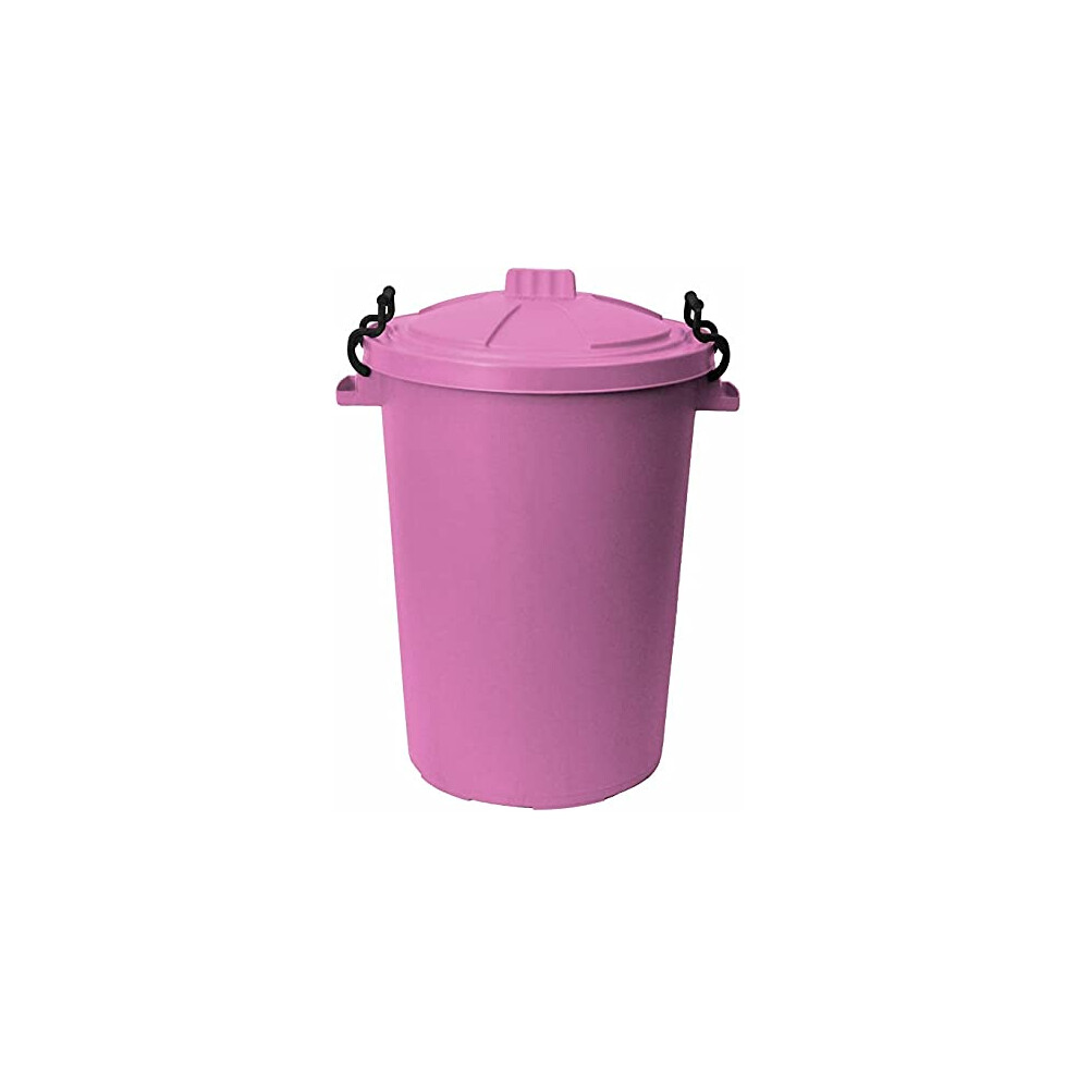 M1SS 50L Litre Heavy Duty Plastic Clip Lock Lid Bin Indoor or Outdoor Rubbish, Dustbin, Trash Can, Waste or Storage of Animal Feed. (1, Pink)