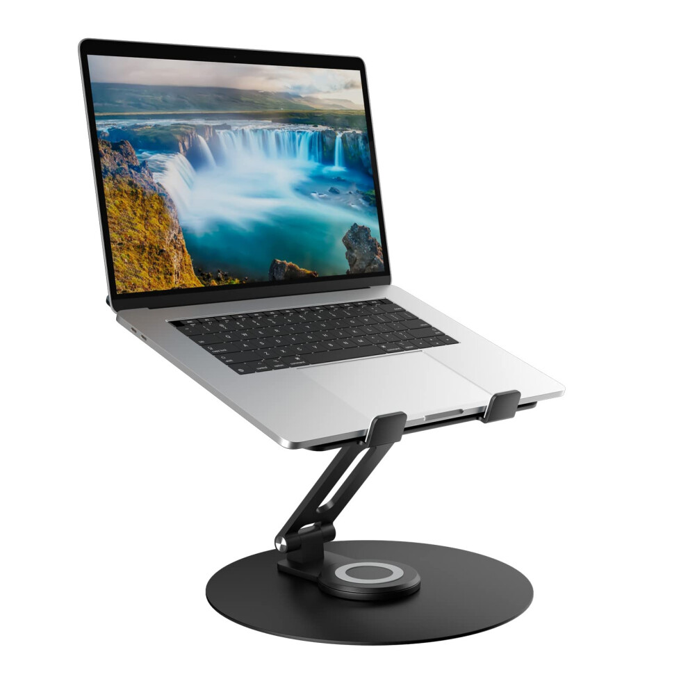Swivel Laptop Stand For Desk, Adjustable Height Aluminum Computer Stand With 360 Rotating Base, Foldable Ergonomic Riser, Portable Laptop Holder 6974774260158