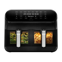 CHEFREE Dual Air Fryer, 8L Family Sized, 2 Nonstick Viewing Window Drawers, Low Energy 8-in-1 Smart Muticooker, Roast, Grill, Bake, Dehydrate, Less
