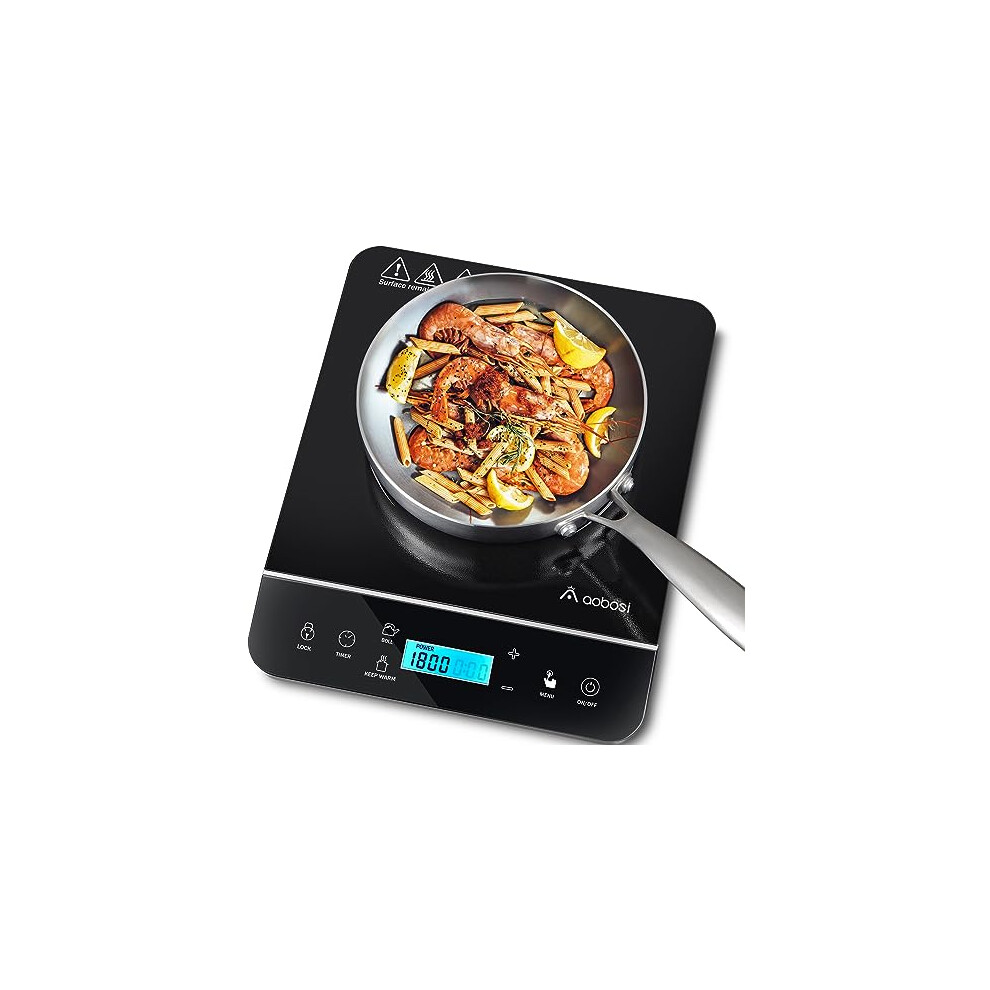Aobosi Single Induction Hob,Induction Cooker,Induction Hot Plate with 10 Power Levels Setting from 200W to 2000W,Automatic-control Function,4H