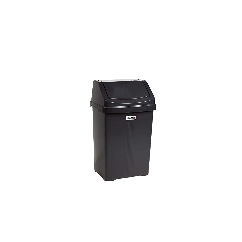 Plastix High Grade Plastic Midnight Black Swing Flip Top Waste Rubbish Kitchen Bin Dustbin (25L 25 Litre Large)