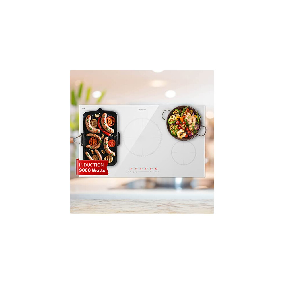 Klarstein Induction Hob, 9000W Electric Hob Induction Cooker, 5 Ring Electric Pan Hob, Built-In Table Top Cookers w/ 5 Hobs, Touch Control, Induction