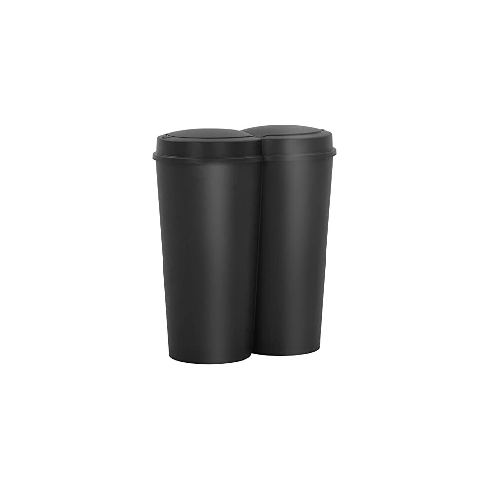 vidaXL Duo Bin Trash Can Black 50 L Household Home Recycling Indoor Office Kitchen Garbage Bin Dustin Waste Separator Trash Rubbish Bin