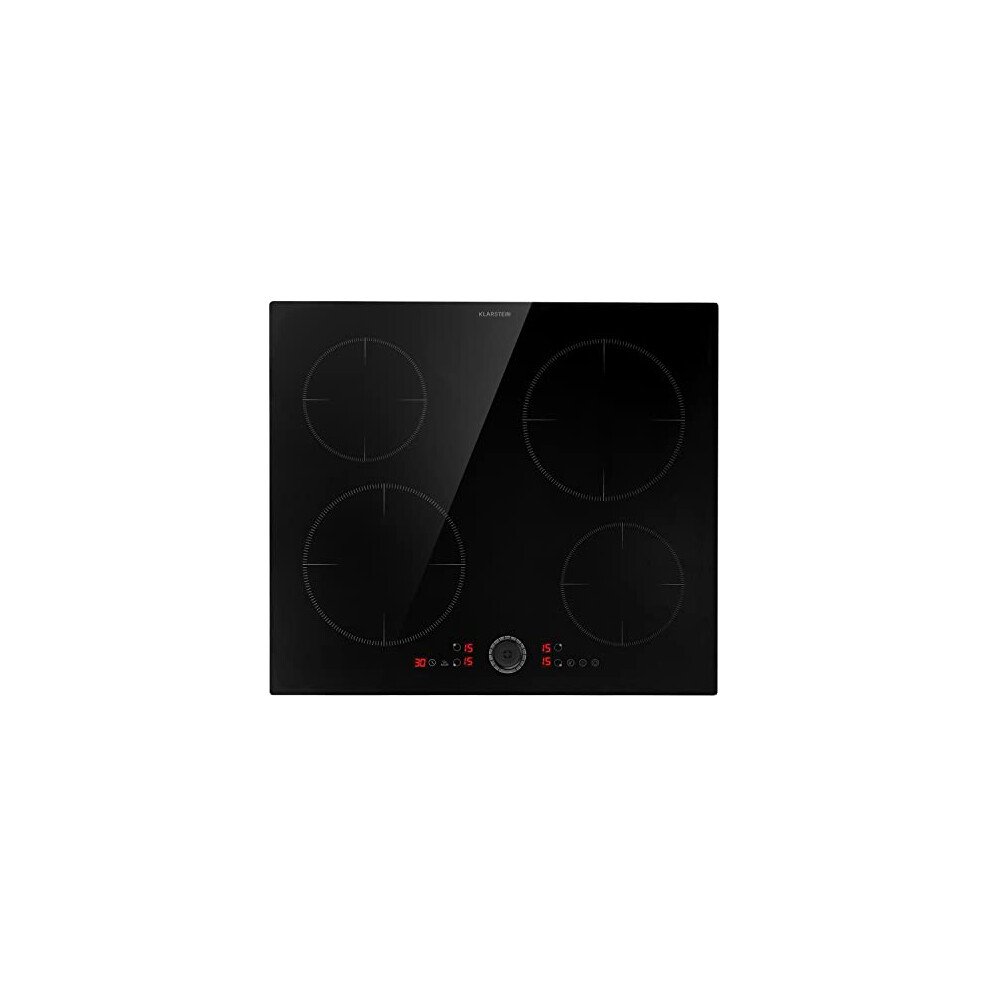 Klarstein Ceramic Hob Cooktops, 4 Zone Electric Cooker Hob, Energy Efficient Induction Cooktop w/Detachable Magnetic Knobs, 7000W Table Top Electric